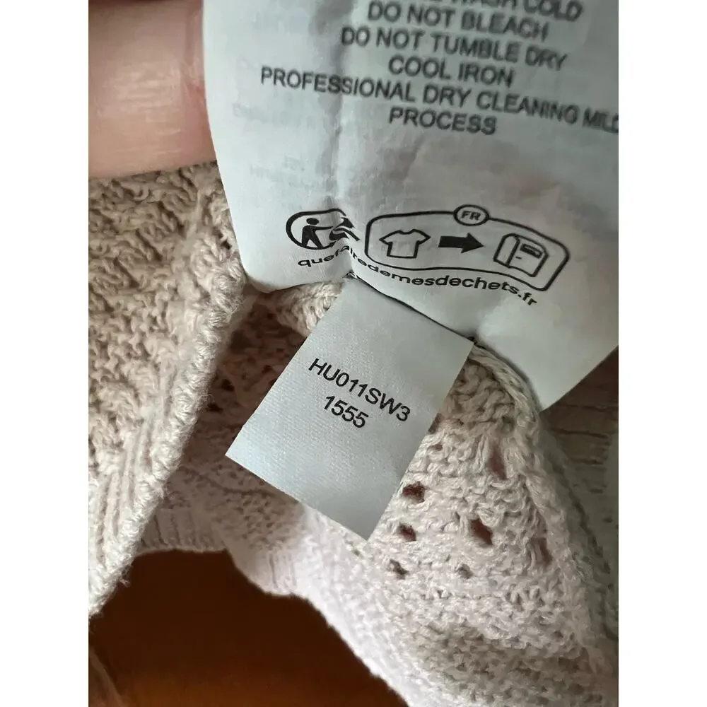 Hurley Women's Easy Times Crochet Cropped Pullover Sweater Moonlight Tan Size XS